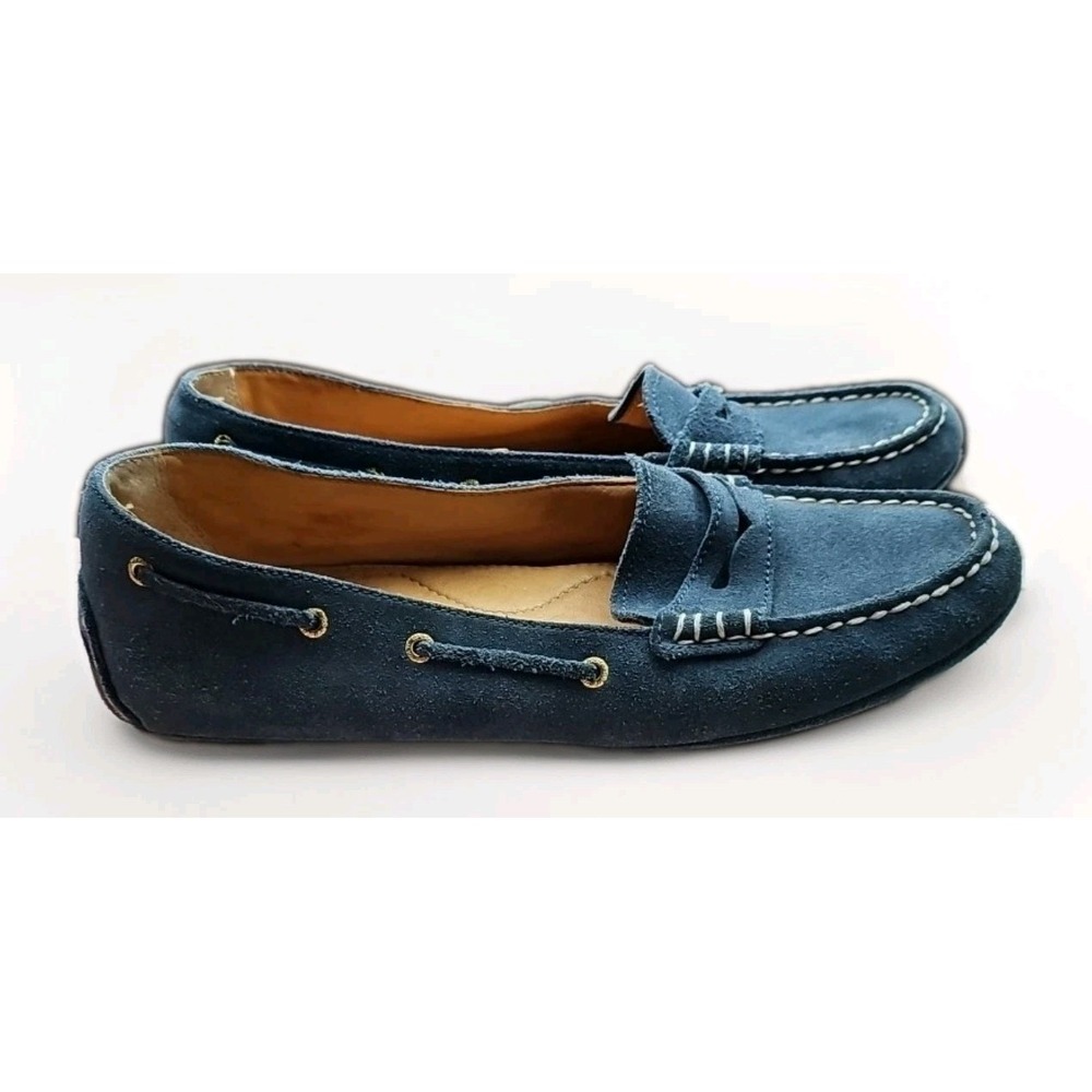 Sperry Gold Cup Top-Sider Penny Driver Women 7.5 Blue Suede STS91202 #418